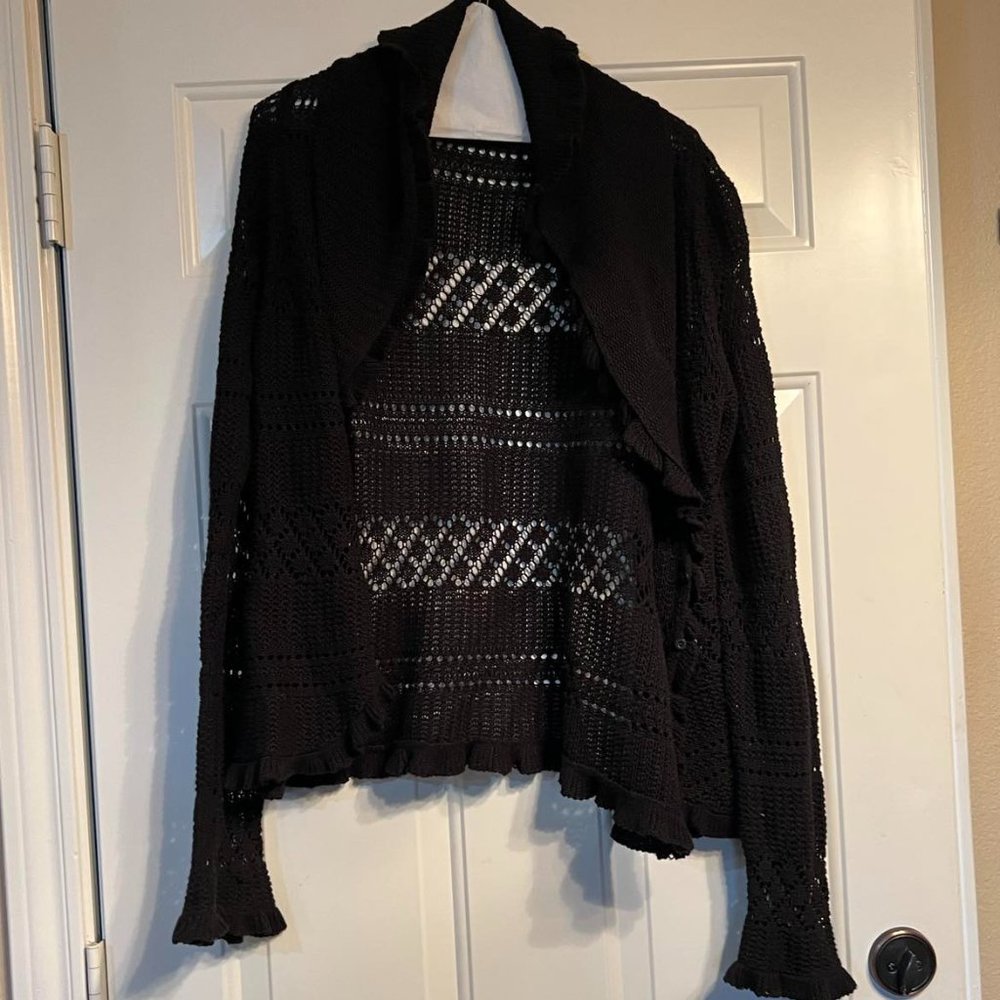 Black  Sweater Jacket, Stamp Brand Size Large